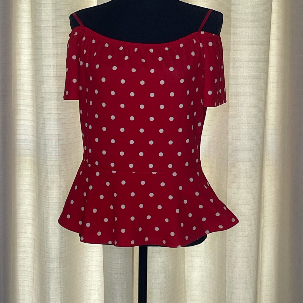 Red Polka Dot Off-Shoulder Top